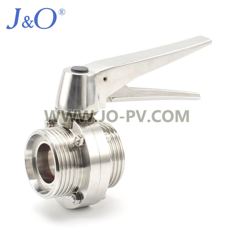 Sanitary Stainless Steel Thread Male Butterfly Valve With SS Gripper Handle