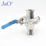Hygienic Stainless Steel 3 Way Clamped Ball Valve With Mounting Pad