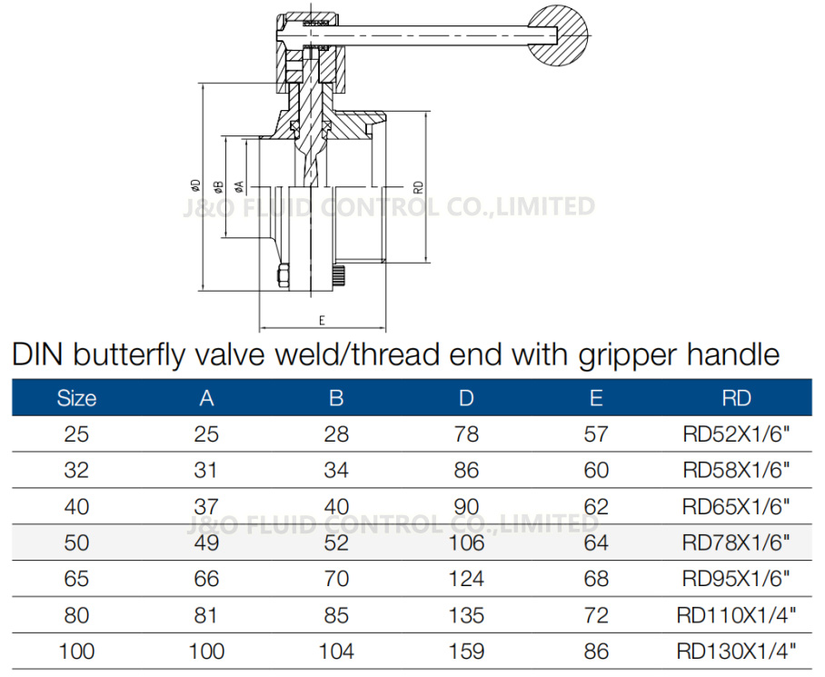 Sanitary Butterfly Valve Male-Weld