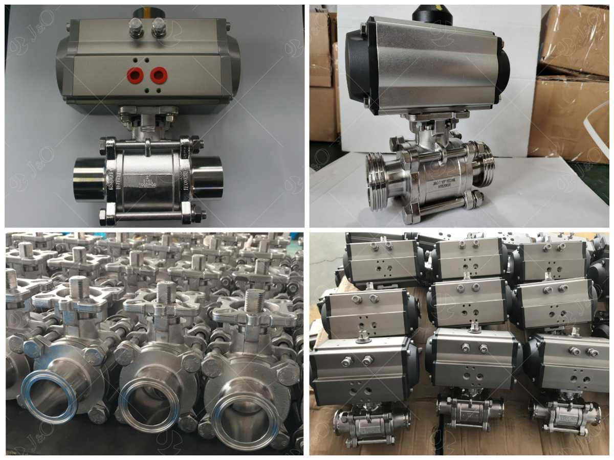 Hygienic Pneumatic Clamped Three Pieces Ball Valve with Aluminum Actuator And Limit Switch