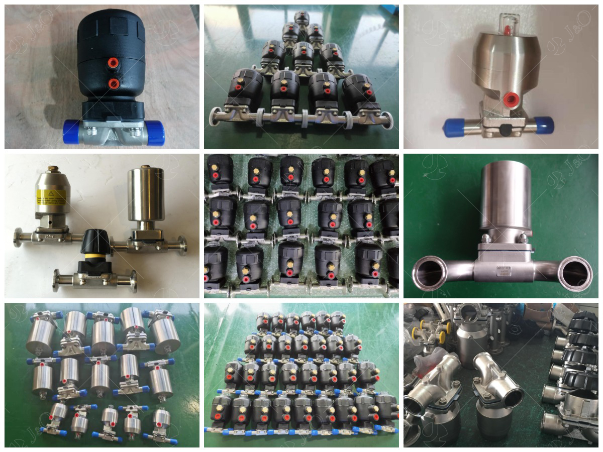 Sanitary Stainless Steel Pneumatic Tri Clamp Diaphragm Valve With Solenoid Valve