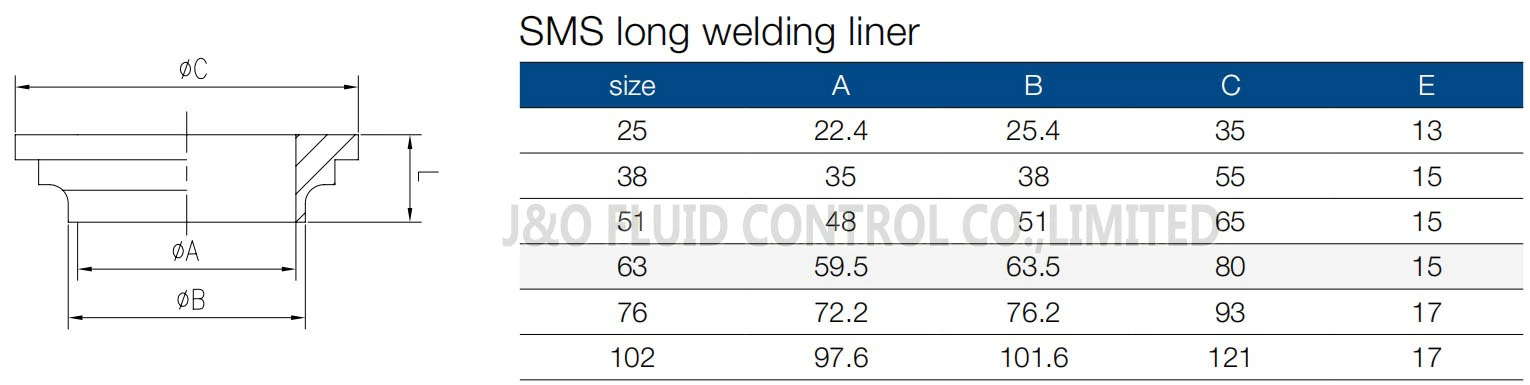 Hygienic Stainless Steel SMS Long Liner