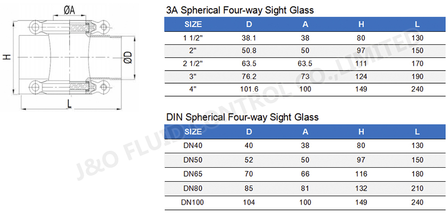 Sanitary Stainless Steel Cross Type Welding Sight Glass With Light