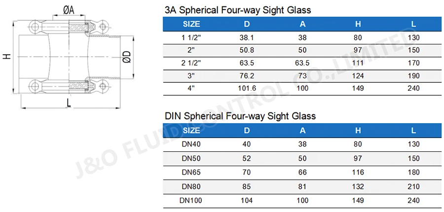 Sanitary Stainless Steel Cross Type Sight Glass