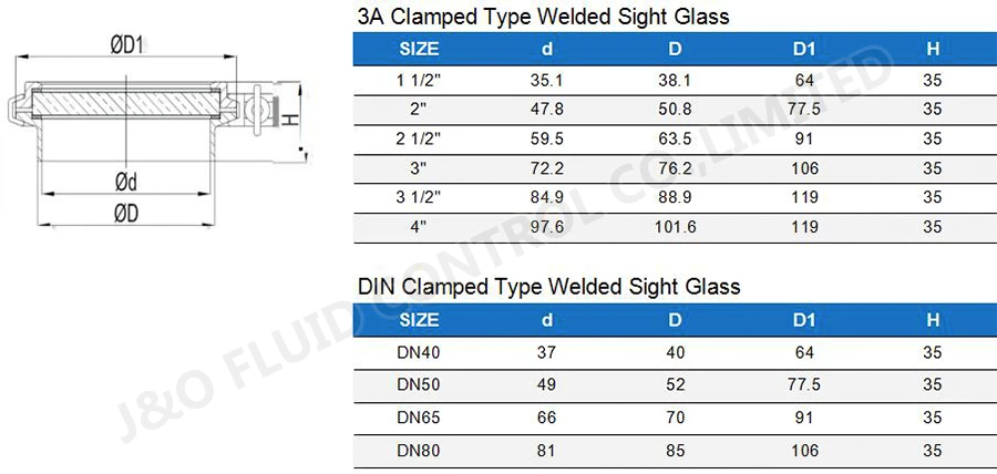 Sanitary Stainless Steel Clamp Type Weld Sight Glass