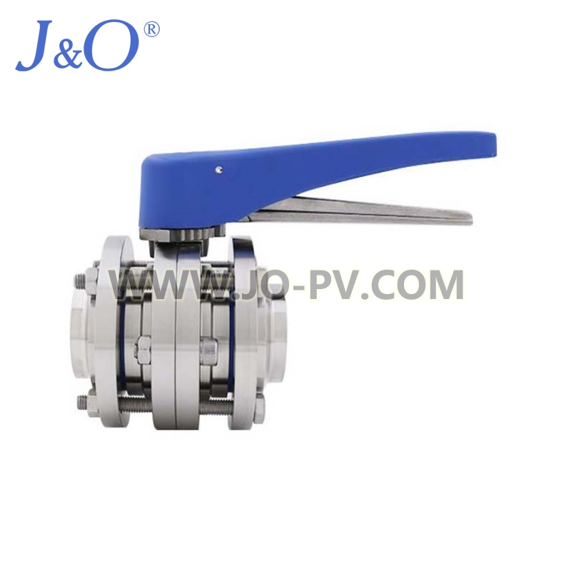 Sanitary Stainless Steel Weld 3PCS Butterfly Valve With 12 Plastic Handle