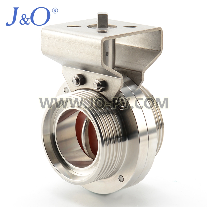 Sanitary Stainless Steel DIN Thread Butterfly Valve With Bracket