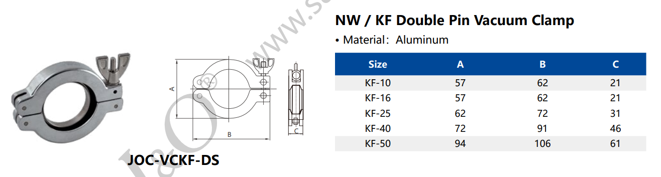 Aluminum KF Vacuum Wing Nut Clamps