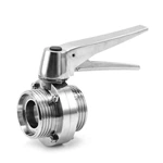 Sanitary Stainless Steel Thread Male Butterfly Valve With SS Gripper Handle