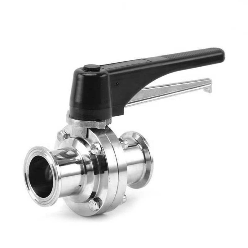 Sanitary Stainless Steel IDF Tri Clamp Clamped Butterfly Valve With Plastic Gripper Handle