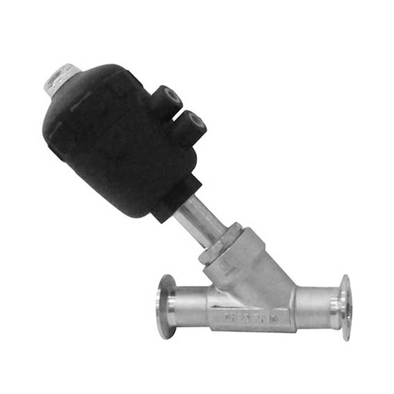 Pneumatic Tri Clamped Angle Seat Valve With Plastic Actuator