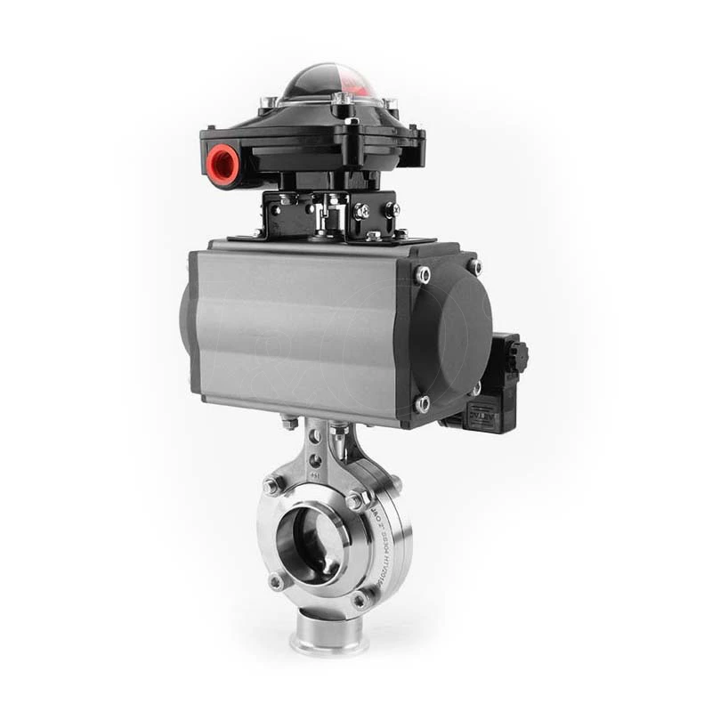 Sanitary Pneumatic Butterfly Valve With Solenoid Valve and Limit Switch