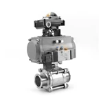 Hygienic Pneumatic Clamped Three Pieces Ball Valve with Aluminum Actuator And Limit Switch