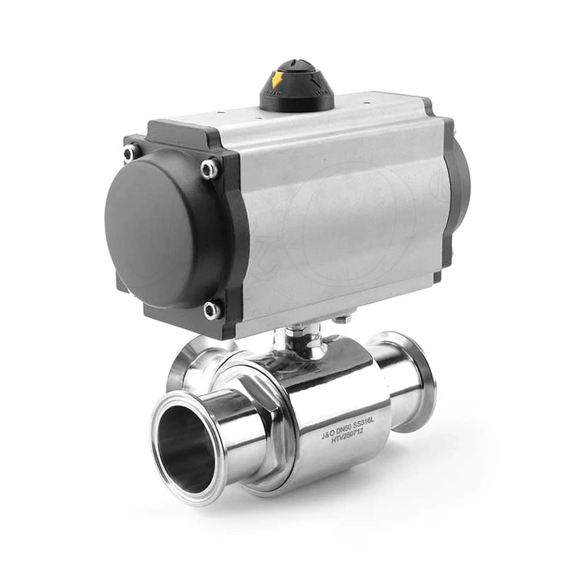 Sanitary Stainless Steel Pneumatic Clamped 3 Ways Ball Valve