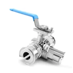 Hygienic Stainless Steel 3 Way Clamped Ball Valve With Mounting Pad