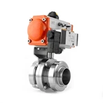 Pneumatic Sanitary Union Connection Butterfly Valve With Solenoid Valve