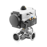 Sanitary Stainless Steel Pneumatic 3 Ways Ball Valve With Solenoid Valve