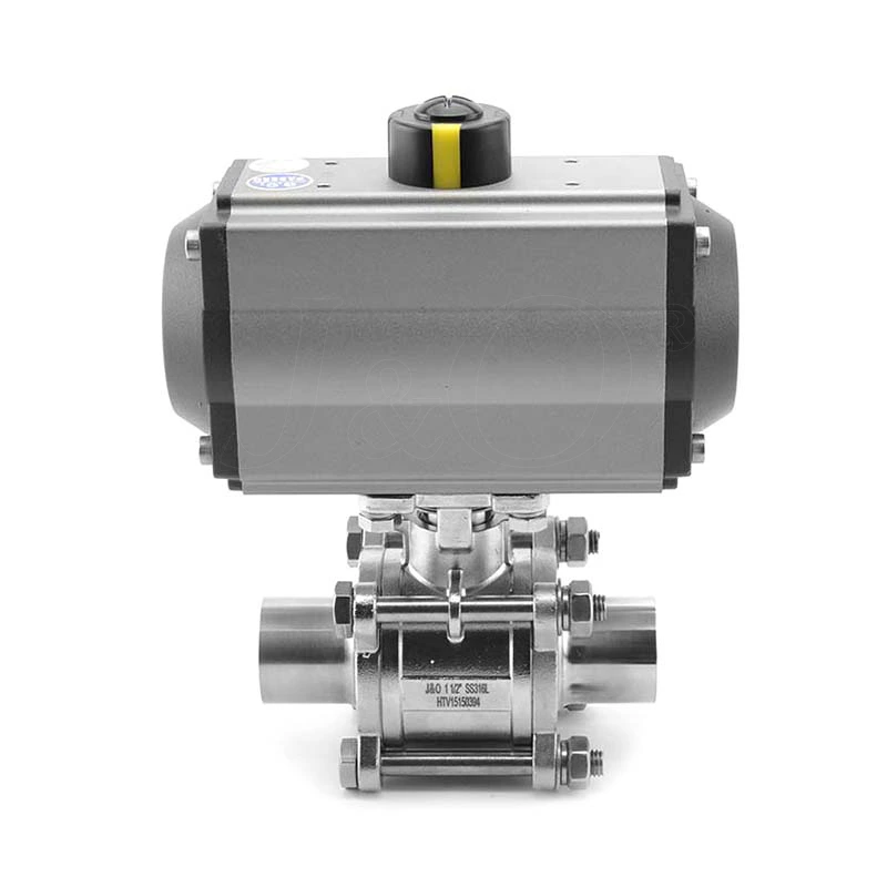 Pneumatic Sanitary Stainless Steel Cavity Filled Welded Three Pieces Ball Valve