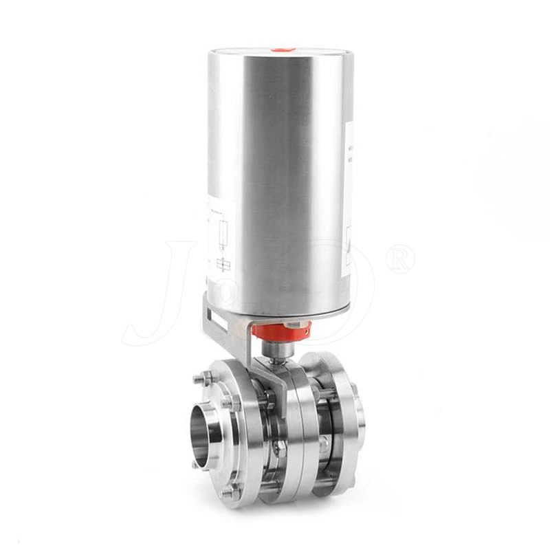 Pneumatic Sanitary Stainless Steel Butt Weld Three Pieces Butterfly Valve