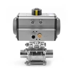 Pneumatic Sanitary Stainless Steel Cavity Filled Welded Three Pieces Ball Valve