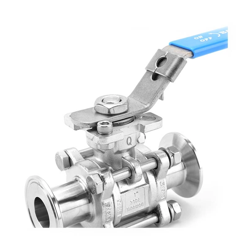 Three-Piece Sanitary T-Clamp Ball valve with pad