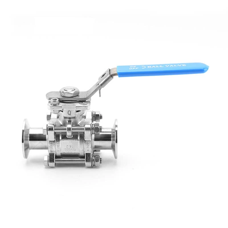 Three-Piece Sanitary T-Clamp Ball valve with pad