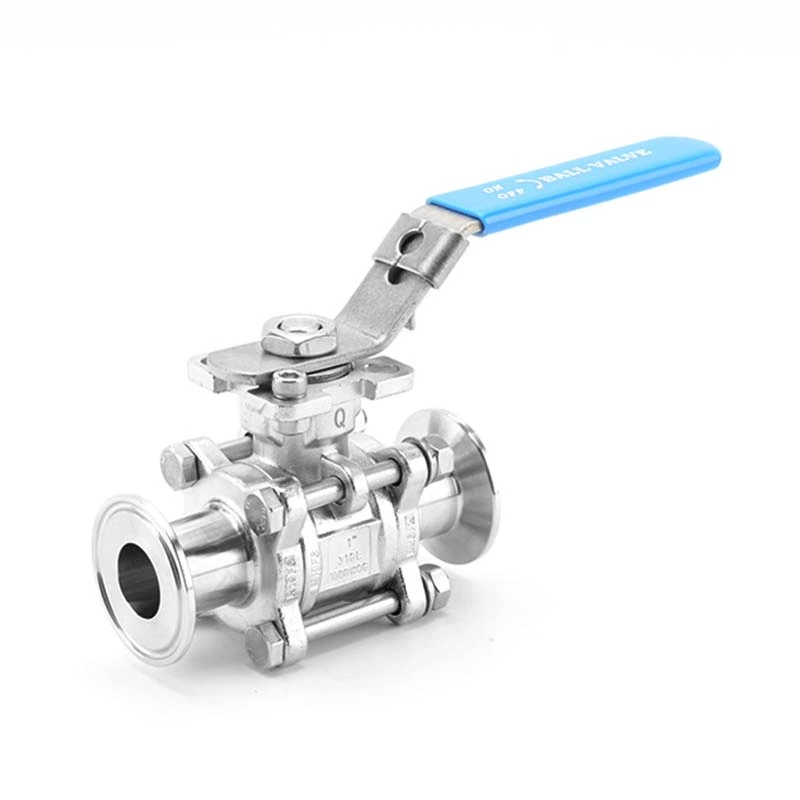 Three-Piece Sanitary T-Clamp Ball valve with pad