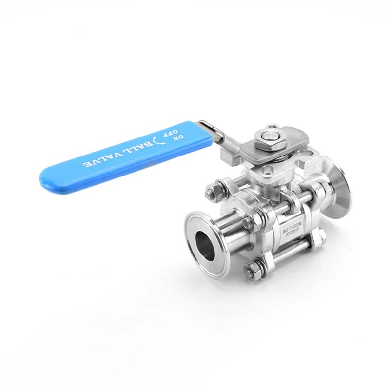 Three-Piece Sanitary T-Clamp Ball valve with pad