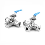 Hygienic Stainless Steel 3 Way Clamped Ball Valve With Mounting Pad