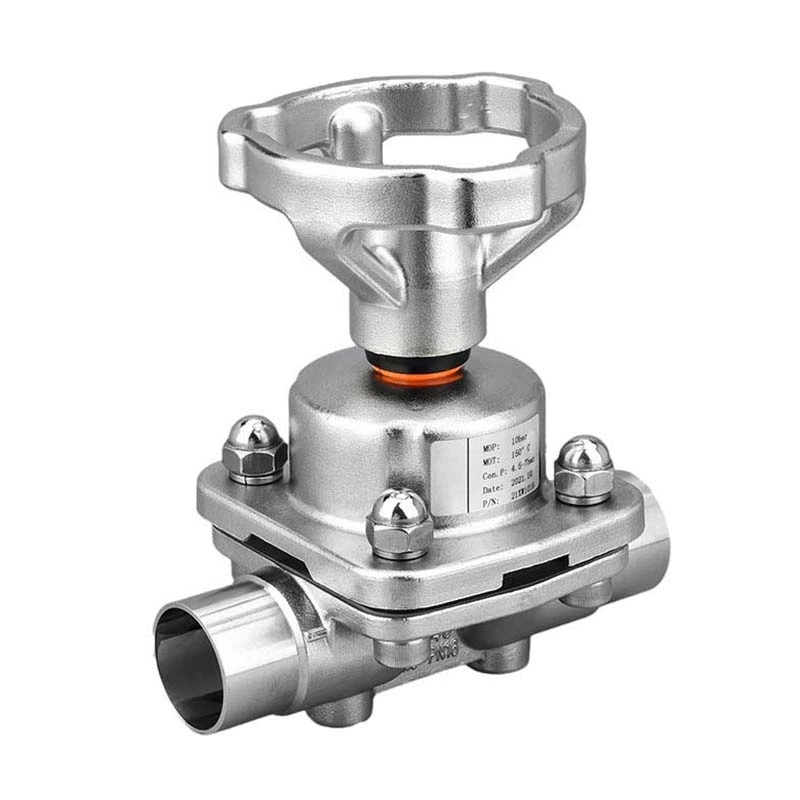 Sanitary Stainless Steel Manual Butt Weld Diaphragm Valve with SS Hand Wheel