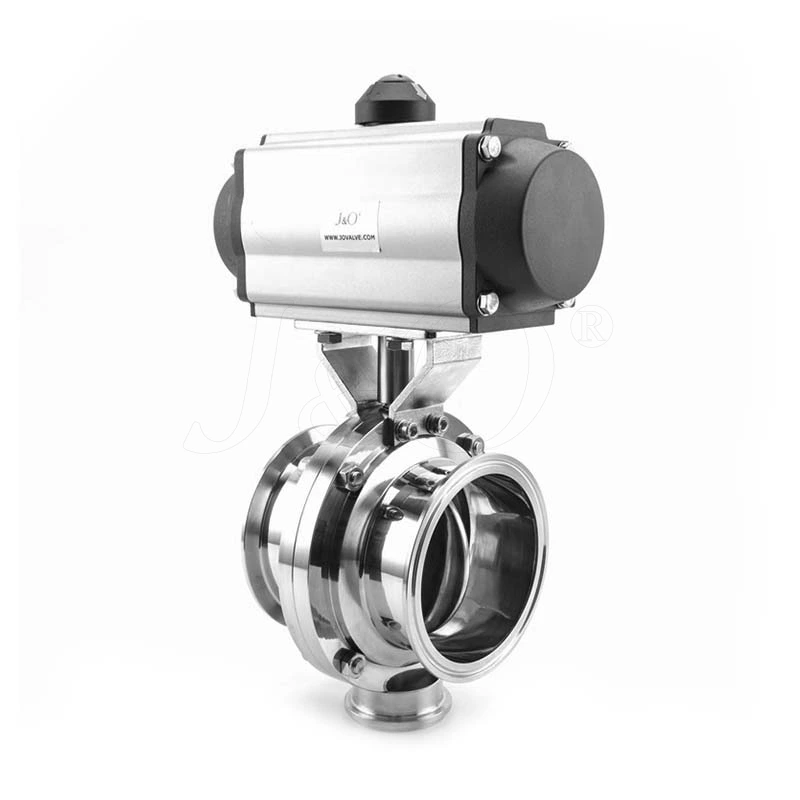 Sanitary Stainless Steel Clamped Butterfly Valve With Aluminium Actuator