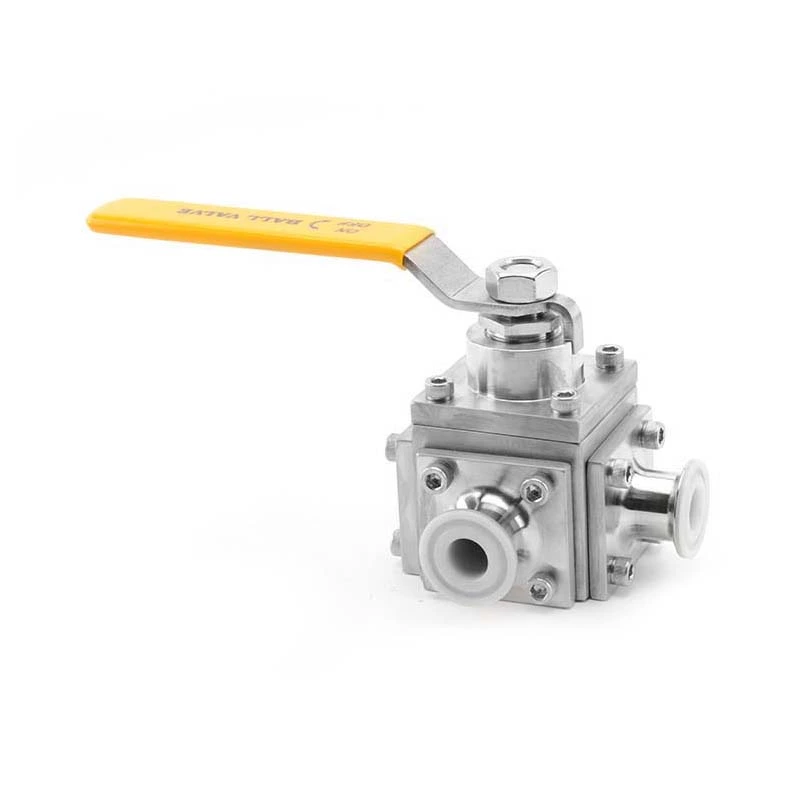 Sanitary Stainless Steel Tri Clamp PFA Lined Three Way Ball Valve