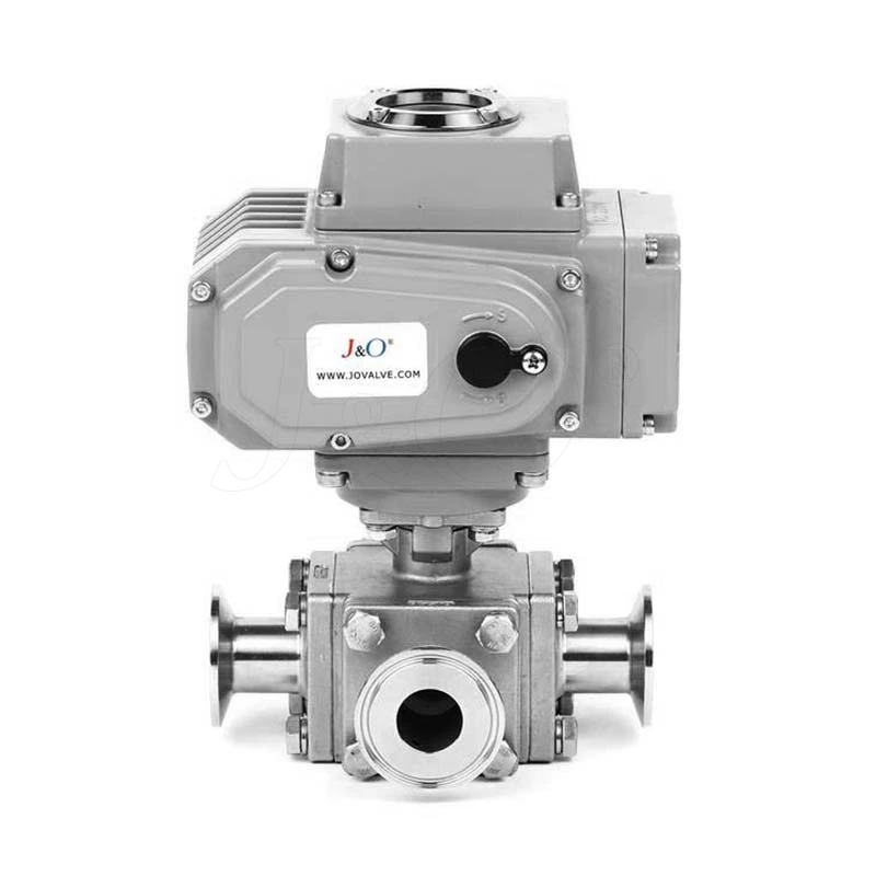 Electric Sanitary Stainless Steel Encapsulated 3-Way Ball Valve