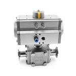 Sanitary Stainless Steel Encapsulated Pneumatic Actuator 3-Way Ball Valve