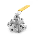 Sanitary Stainless Steel Tri Clamp PFA Lined Three Way Ball Valve