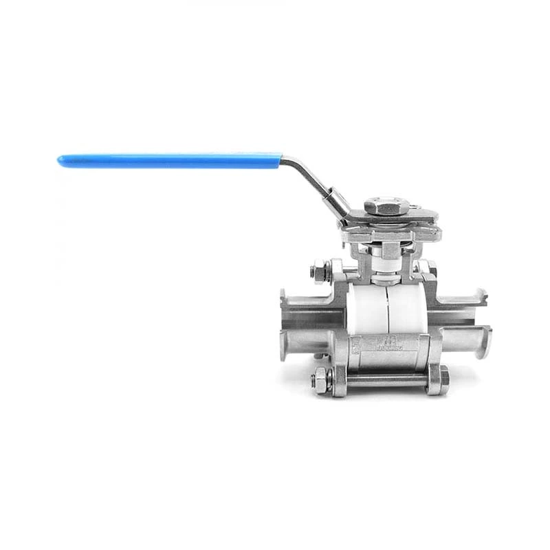 Three-Piece Sanitary T-Clamp High Mount Ball Valve