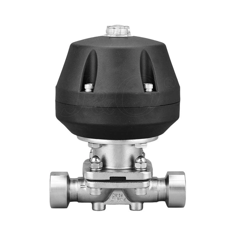 Sanitary Stainless Steel Female Diaphragm Valve With Pneumatic Plastic Actuator