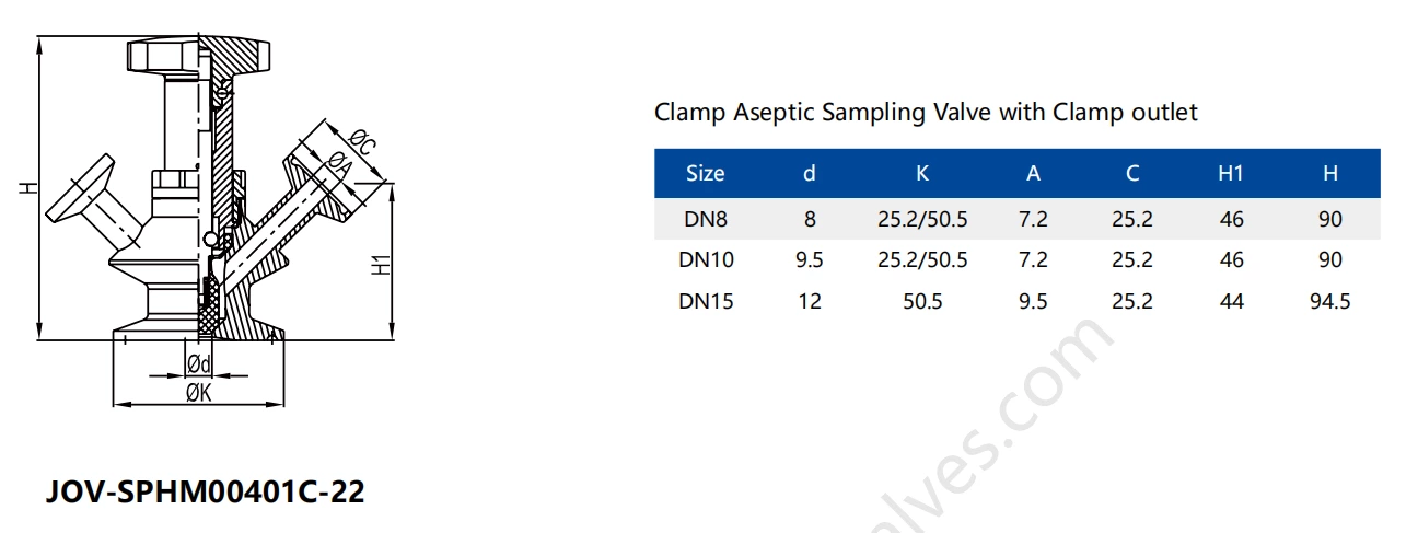 Sanitary Stainless Steel Aseptic Sampling Valve With Stainless Steel Handwheel