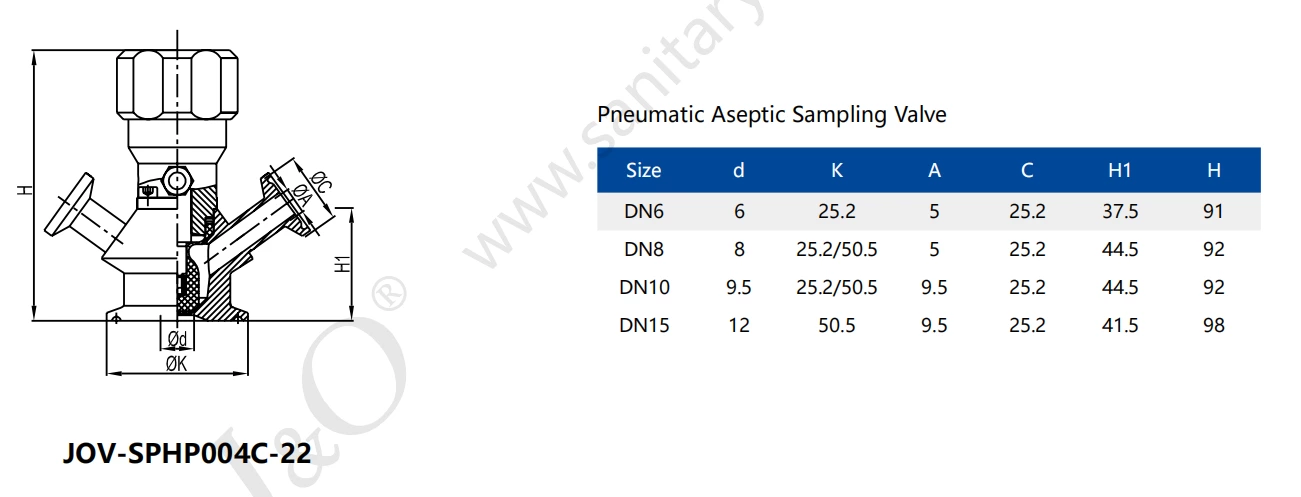 Pneumatic Aseptic Sampling Valve