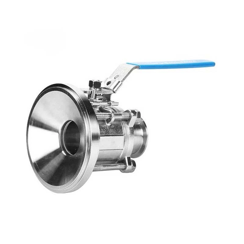 Sanitary Stainless Steel Clamped Three Pieces Tank Bottom Ball Valve