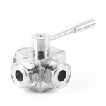 Sanitary Stainless Steel Manual Square Clamped Three-Way Ball Valve