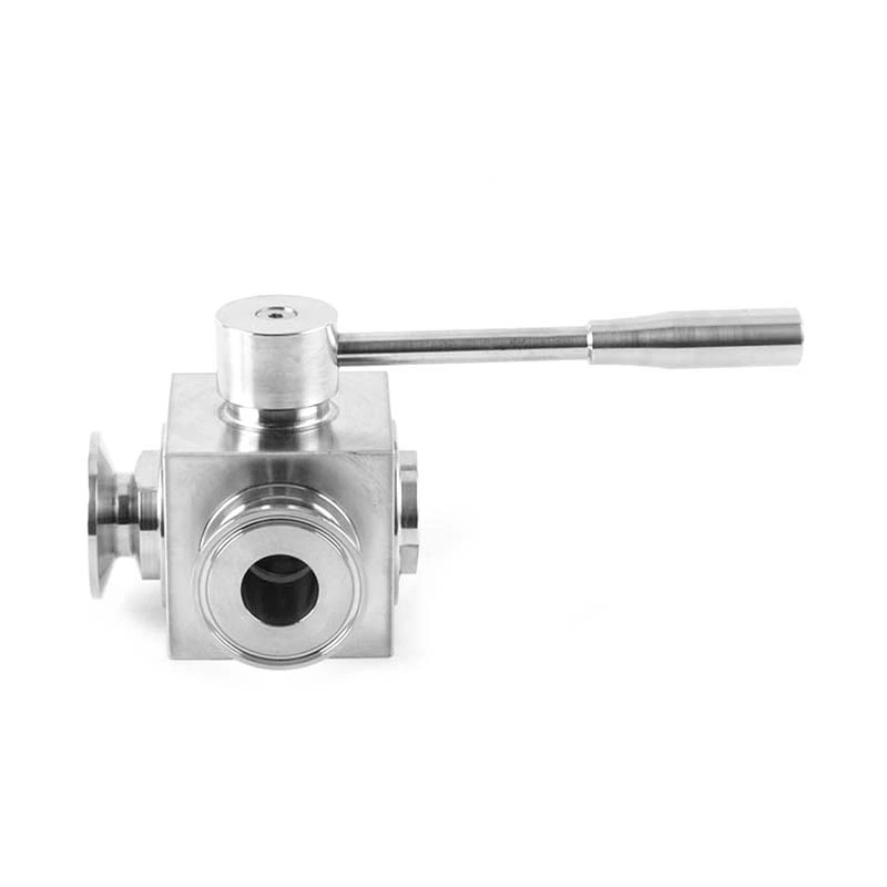 Sanitary Stainless Steel Manual Square Clamped Three-Way Ball Valve