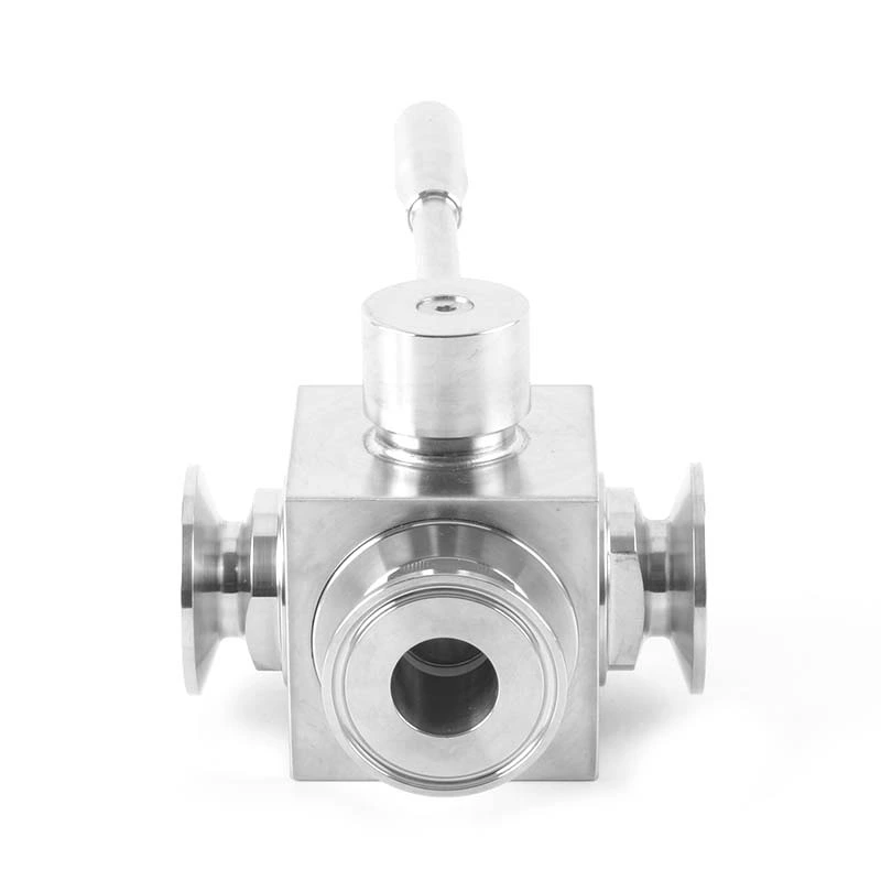 Sanitary Stainless Steel Manual Square Clamped Three-Way Ball Valve