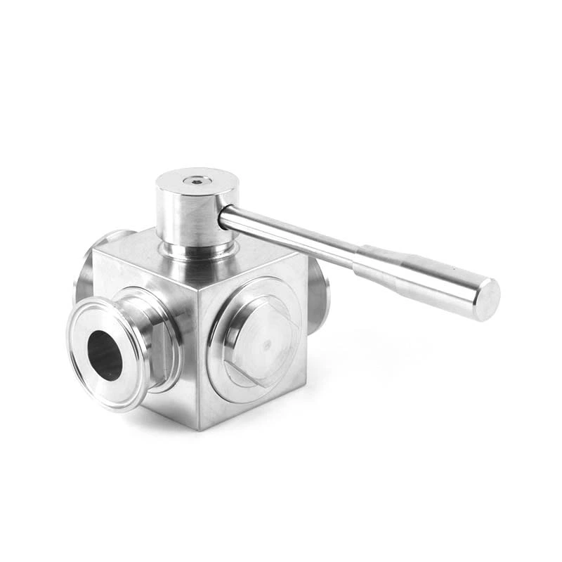 Sanitary Stainless Steel Manual Square Clamped Three-Way Ball Valve