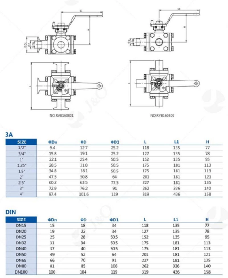 Sanitary Encapsulated Stainless Steel Hygienic Butt-Weld Three-Way Ball Valve